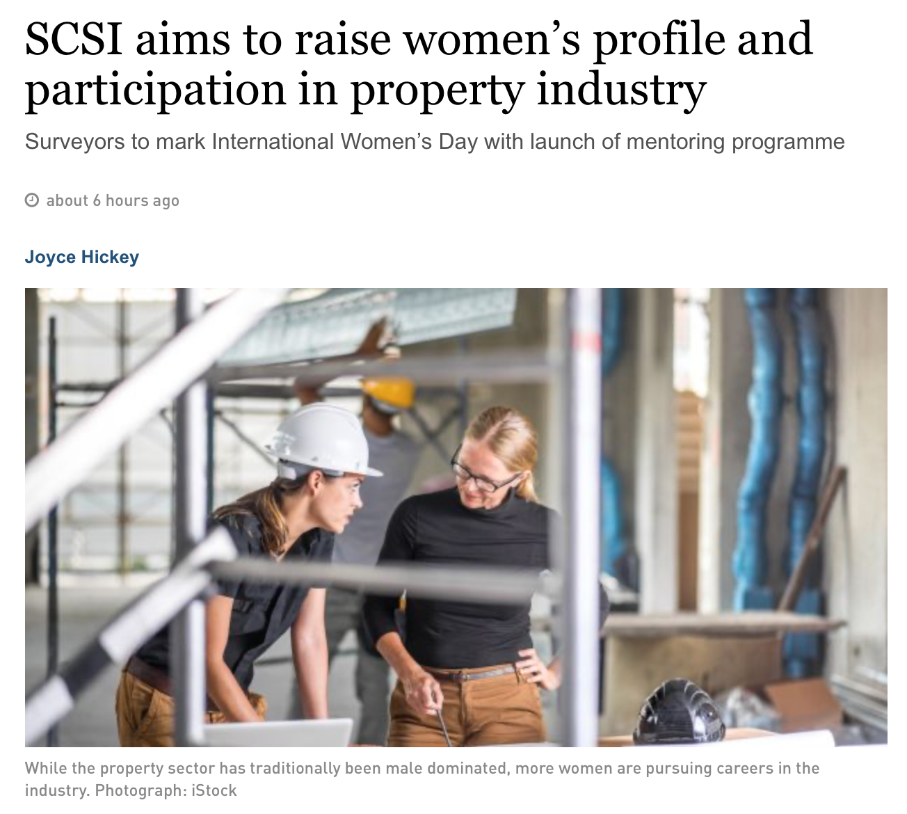 SCSI – Society of Chartered Surveyors Ireland Elevate Mentoring Programme for Women